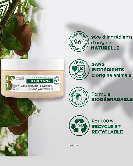 Klorane Masque Réparation 3en1 au Cupuaçu BIO - 150ml