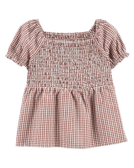 Haut Smocké À Imprimé Vichy OshKosh - Marron