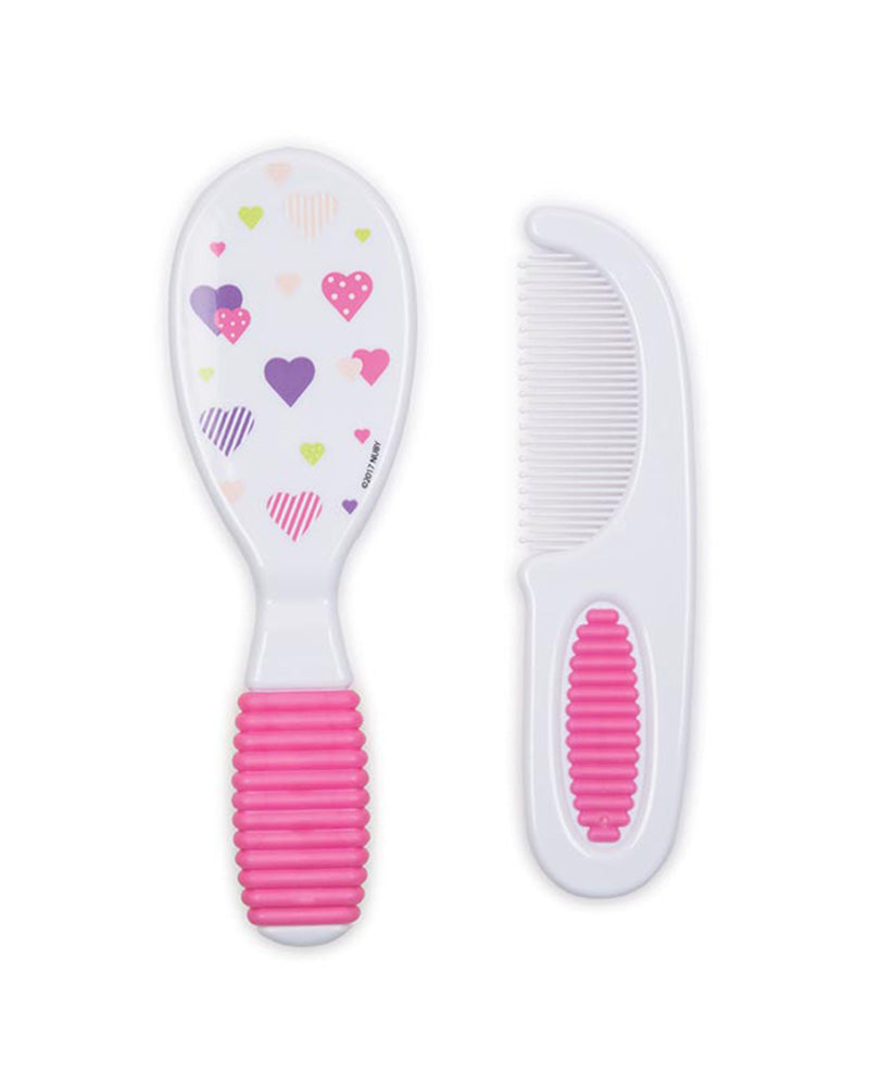 Nuby 3m+ Brush and Comb Set - Pink