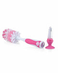 فرشاة تنظيف نوبي للرضاعات والحلمات مع قاعدة شفط - وردية