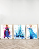 مجموعة من 3 لوحات زينة - ملكة الثلج | قلعة - خشب