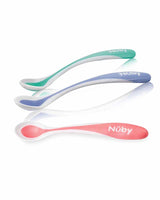 Lot of 2 Nûby heat sensitive spoons with soft edge +3m - Pink