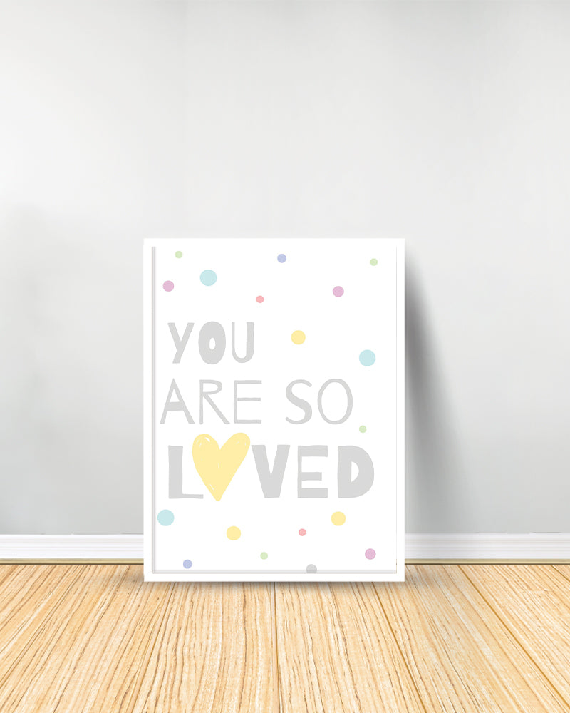 Set of 3 decorative paintings - Be Happy | Hearts | You Are So Loved - White