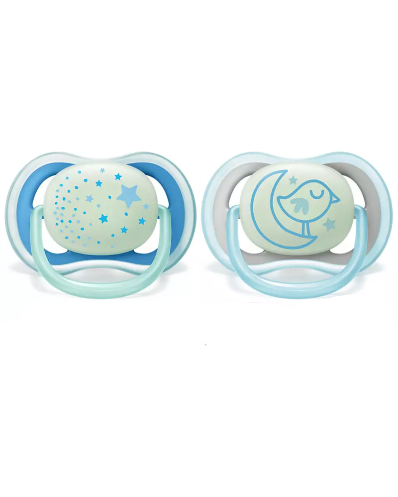 Avent Pack of 2 Ultra Air Night Pacifiers 6-18m - Boy