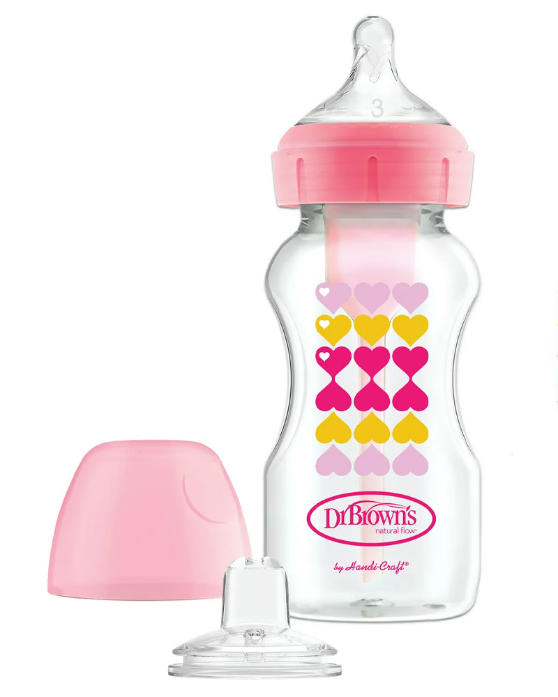 Dr. Brown's Biberon 270ml Cole large Rose 6M+ (sippy+tétine L3)