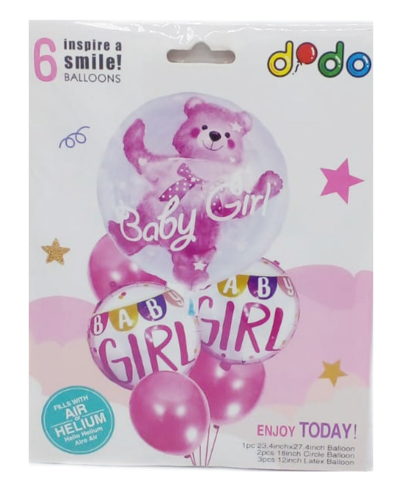 Pack Balloon Baby Girl 6 Pieces Decoration