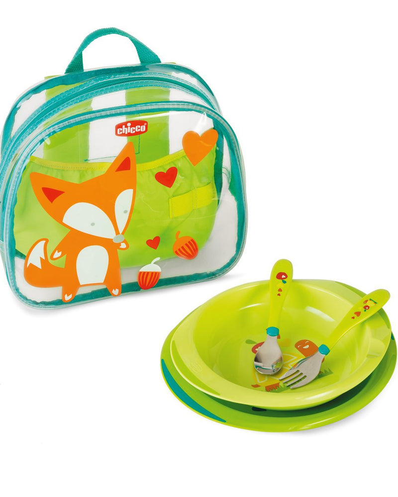 Chicco Meal Backpack + Green Plates and Cutlery