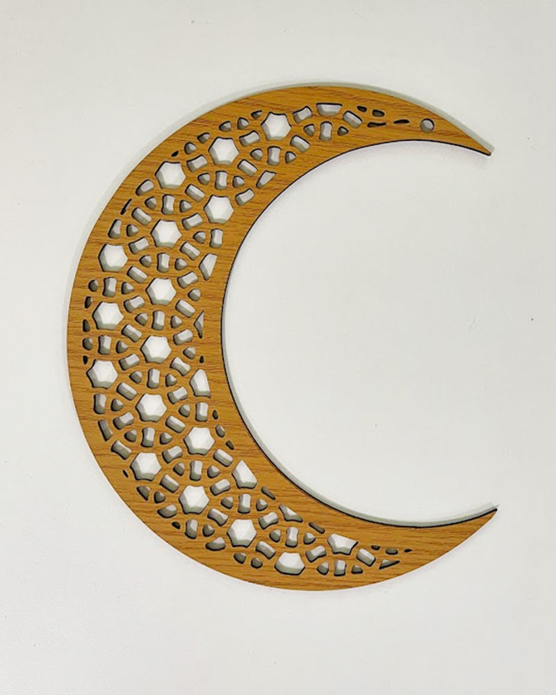 ديكور رمضان قمر من الخشب - بني