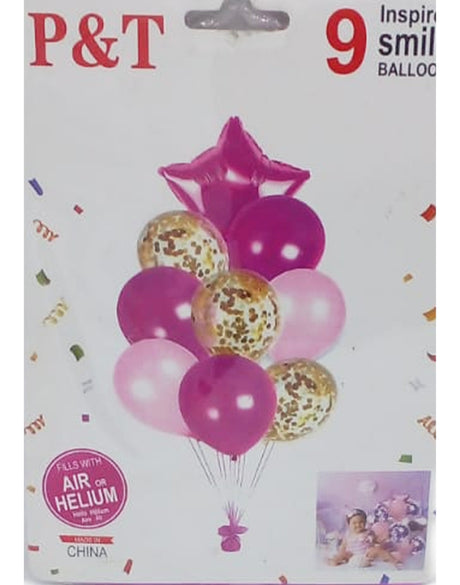 Pack 9 Ballons Pour Fête - Rose