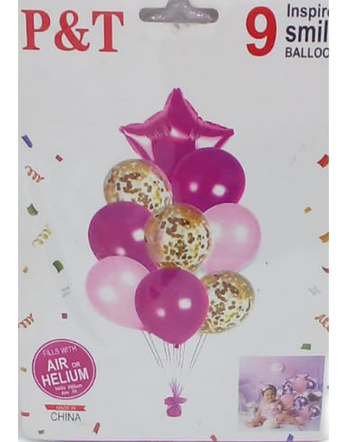 Pack 9 Globos de Fiesta - Rosa