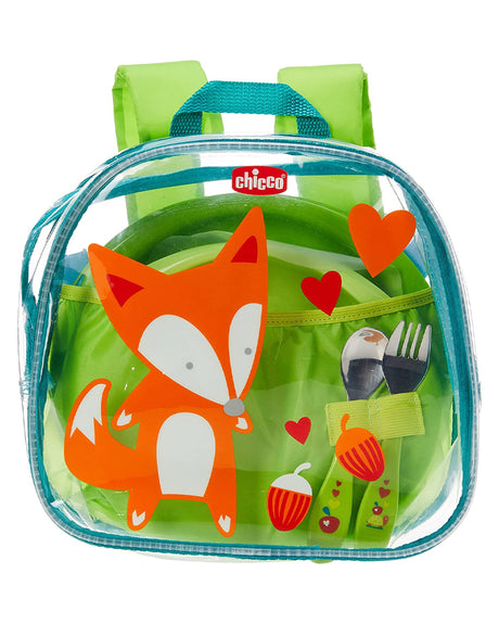Chicco Meal Backpack + Green Plates and Cutlery