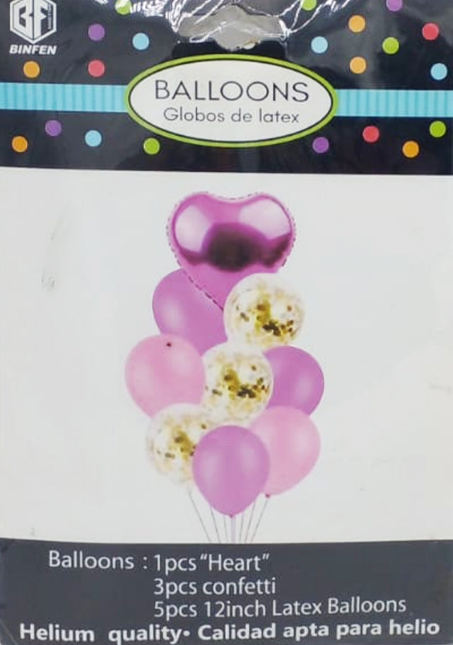 Pack 9 Pink Balloons For Party