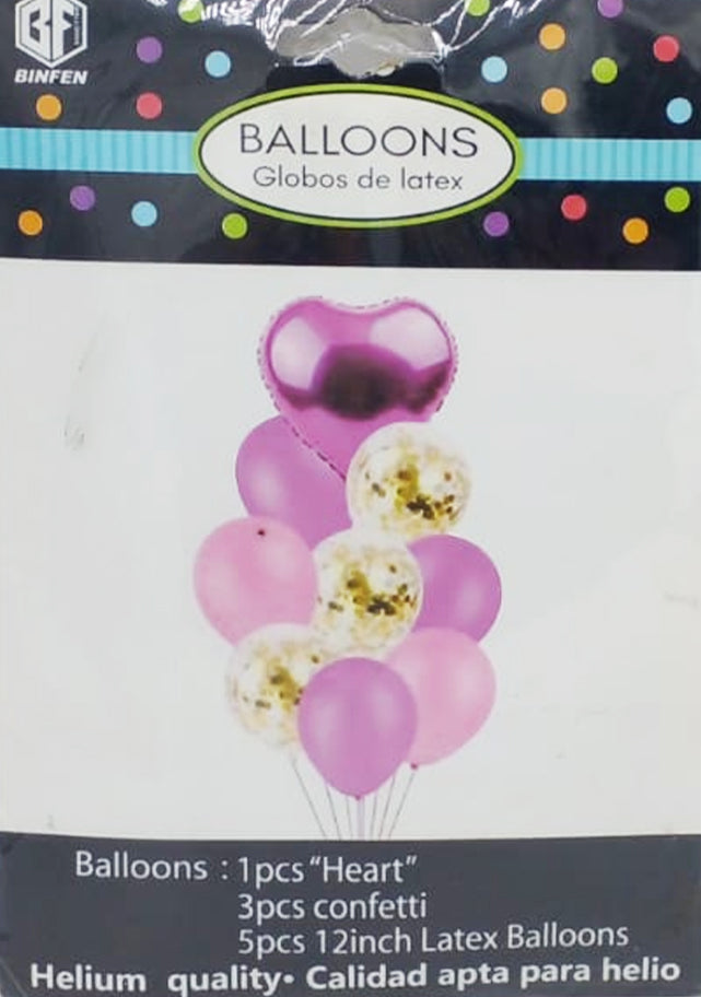 Pack 9 Globos Rosas Para Fiesta