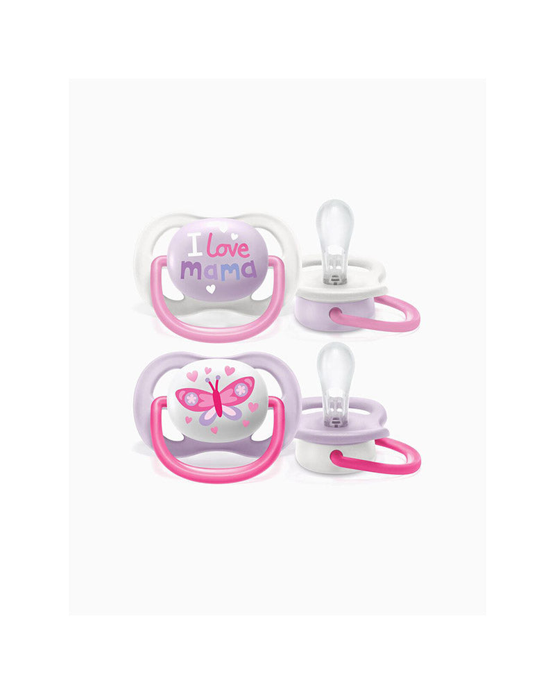 Avent Lot de 2 Sucettes Ultra Air Collection Happy 0-6m Fille