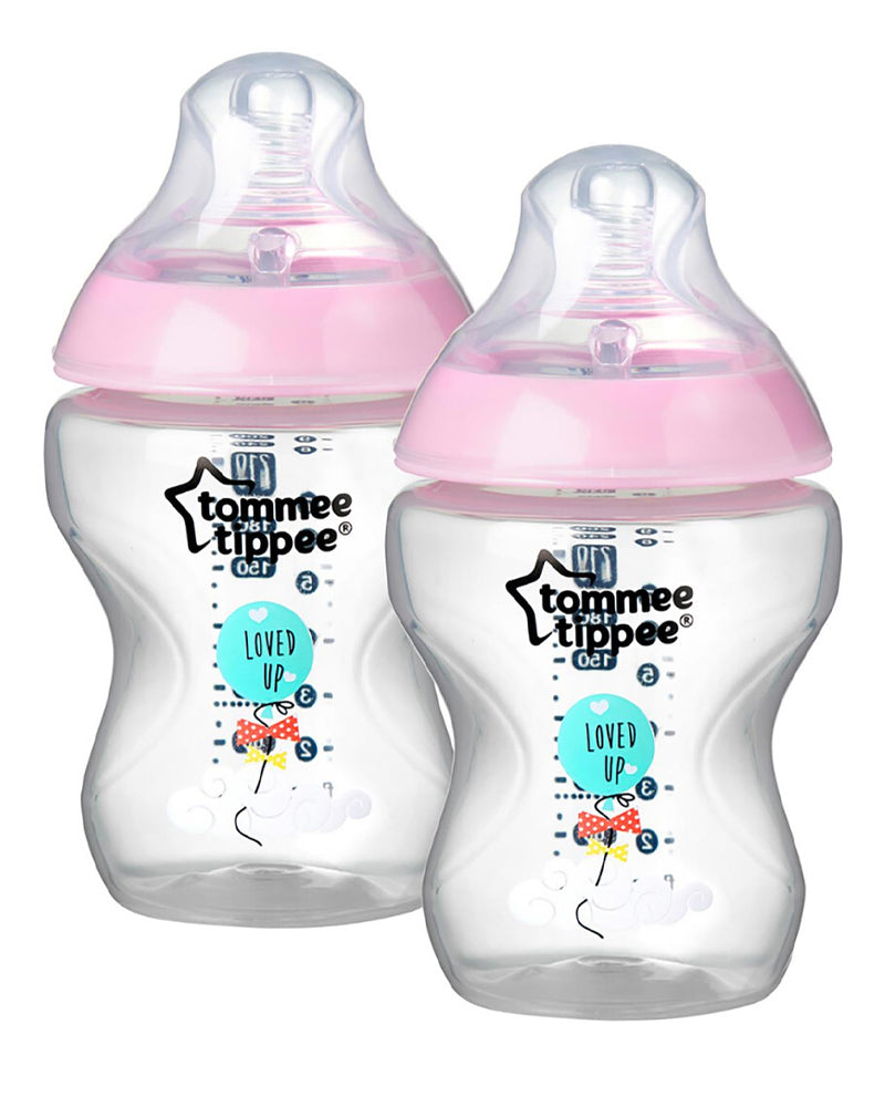 Lot of Tommee Tippee Closer to Nature Bottles 0m+ Pink 260ml