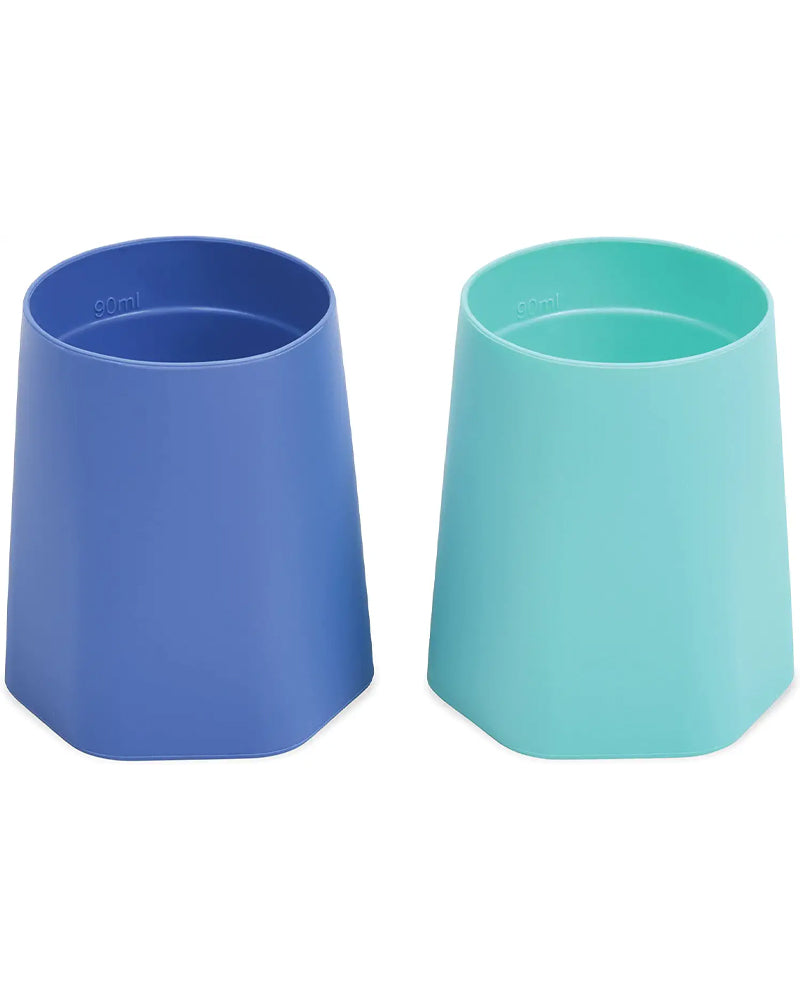 Tiny Twinkle Lot de 2 tasses d'apprentissage en silicone - Bleu & Vert