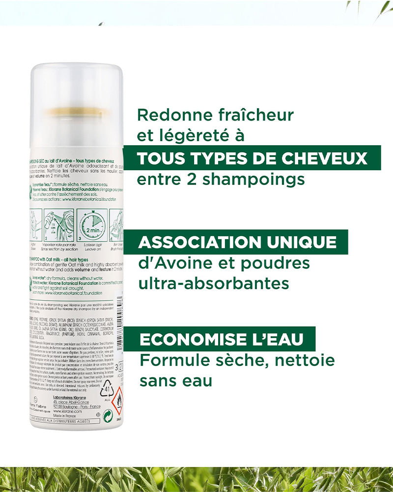 Klorane Shampooing sec extra-doux au lait d'Avoine - 150ml