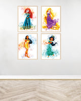 Set of 4 decorative paintings - Disney Princesses 2 - Wood