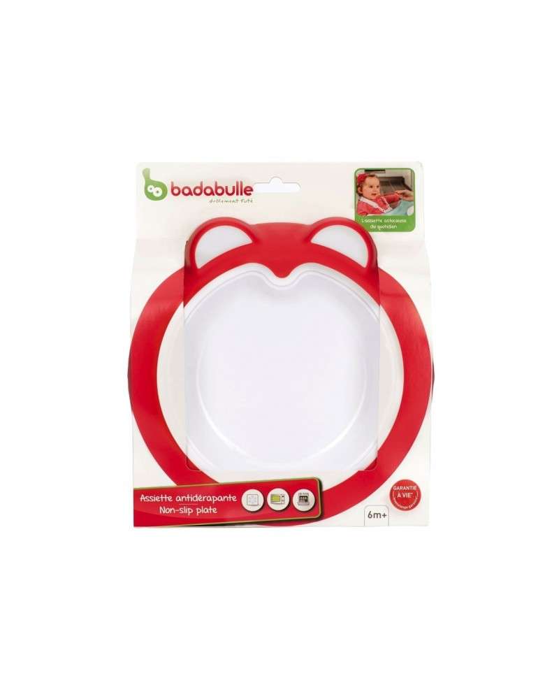 Assiette antidérapante pour bébé rose intense Badabulle