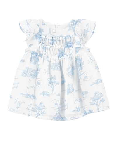 Robe En Crêpe À Imprimé Toile Carter's - Bleu & Blanc