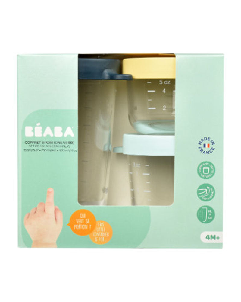 Coffret Béaba 3 Pot Verre 150ml+250ml+400ml - Garçon