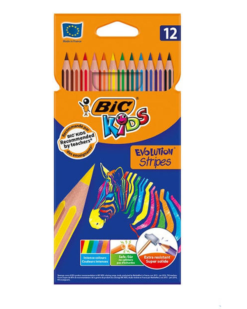 Boîte de 12 Crayons de couleur Bic Kids Evolution Stripes
