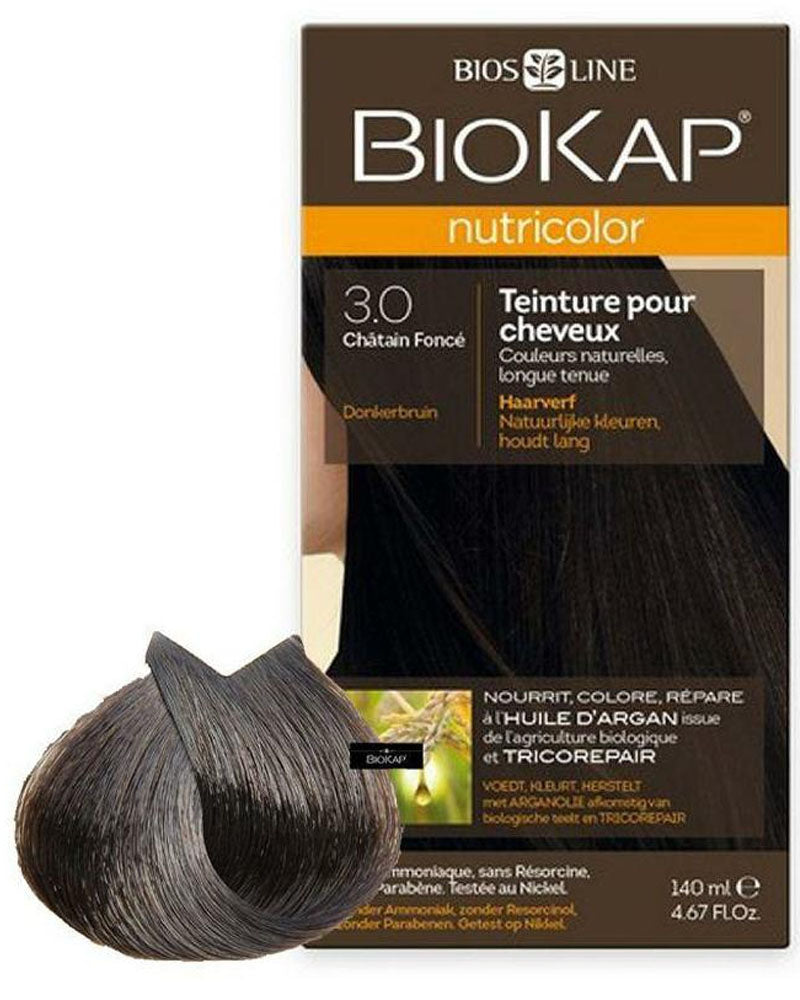 Biokap Teinture naturelle pour cheveux 140ml 3.0 - Châtain Foncé