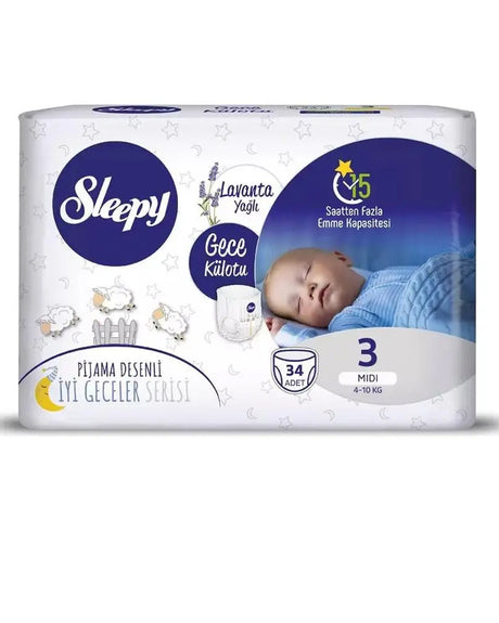 Sleepy Night Couches Culottes Taille 3 - (4-10kg) 34 Unités