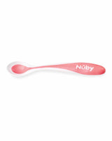 Lot of 2 Nûby heat sensitive spoons with soft edge +3m - Pink