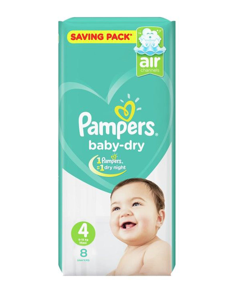 Pampers Baby-dry - Size 4 x 8 Diapers, 9-18 kg