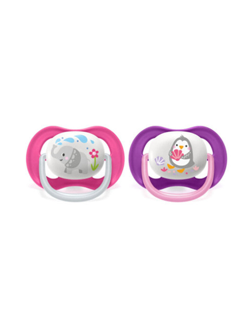 Avent Lot de 2 Sucettes Orthodontiques Ultra Air Animals 6-18m Fille