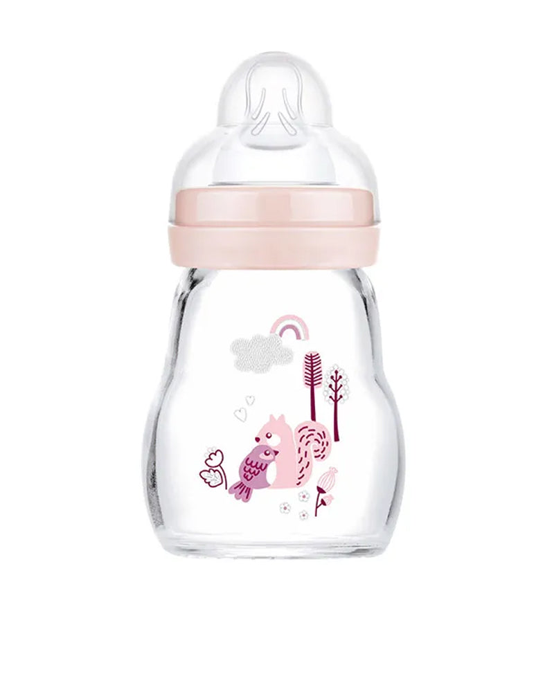 MAM Glass Baby Bottle 170ml - Pink
