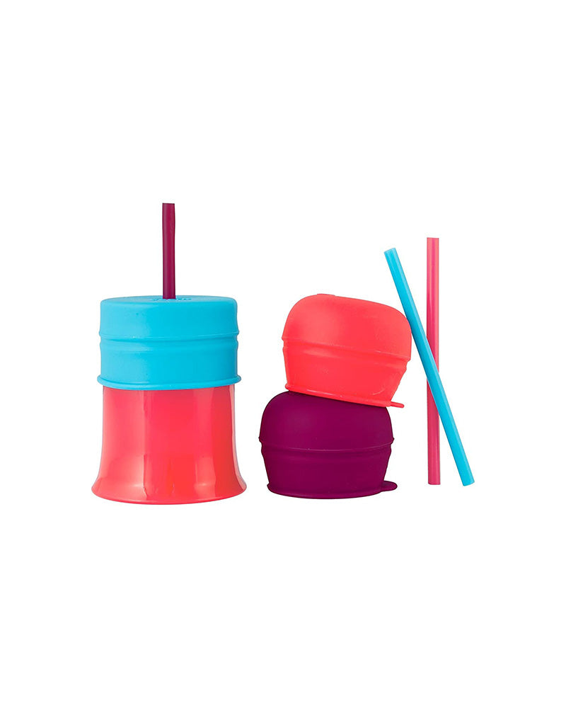 Boon SNUG Straw - 1 tasse + 3 Couvercles + 3 pailles en silicone