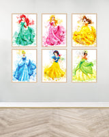 مجموعة من 6 لوحات زينة - أميرات ديزني 1 - خشب