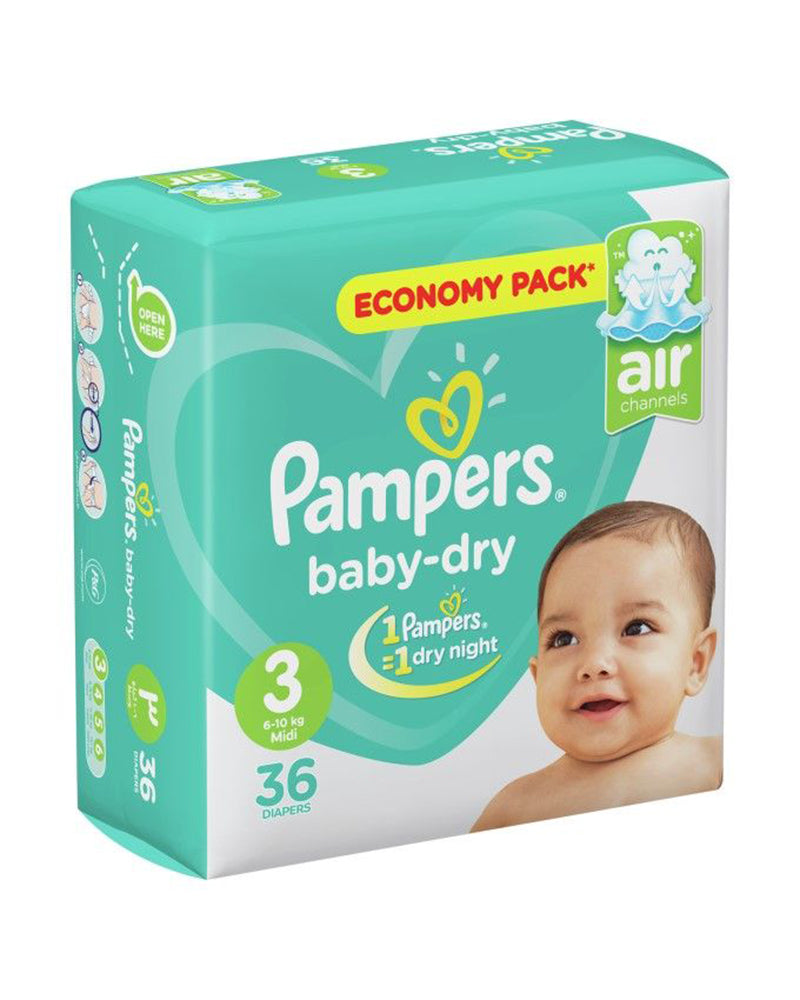 Pampers Baby-dry - Taille 3 x 36 Couches, 6-10 kg