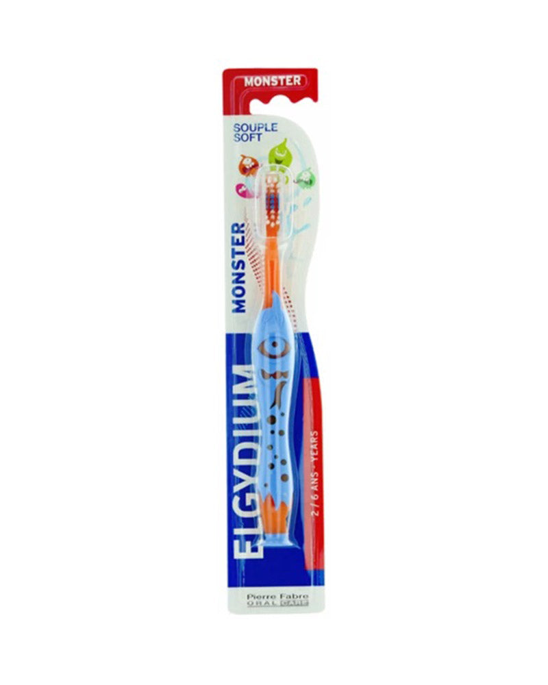 Elgydium Brosse à Dent Monster 2-6ans - Bleu/Orange