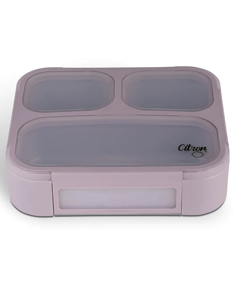 Lemon Bento Lunchbox with Fork and Spoon - Purple