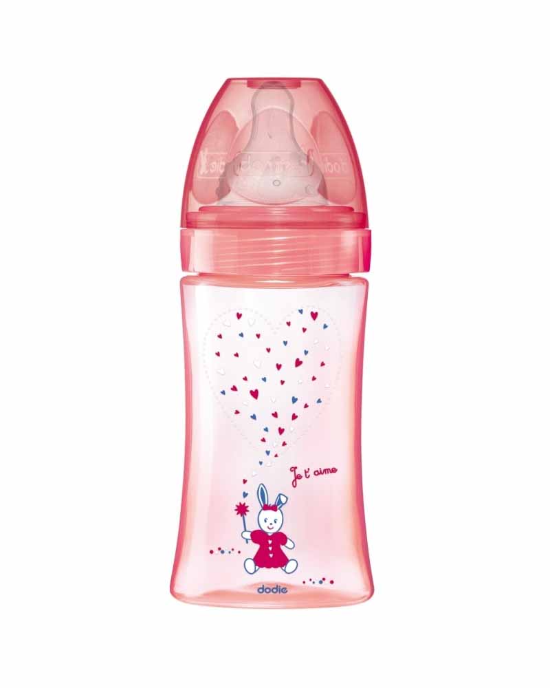 Dodie Biberon Anti-Colique Initiation+ 270ml (0-6m) - Rose Licorne