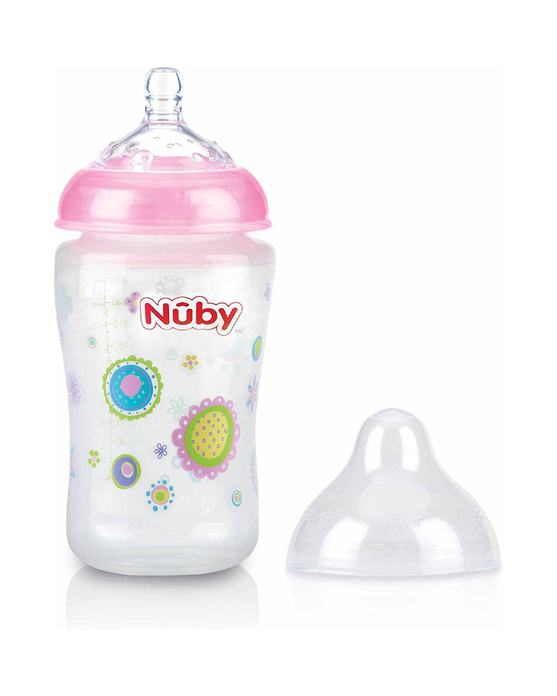 Nûby Wide Neck Baby Bottle with Anti-Colic Nipple 360ml 3m+ - Pink