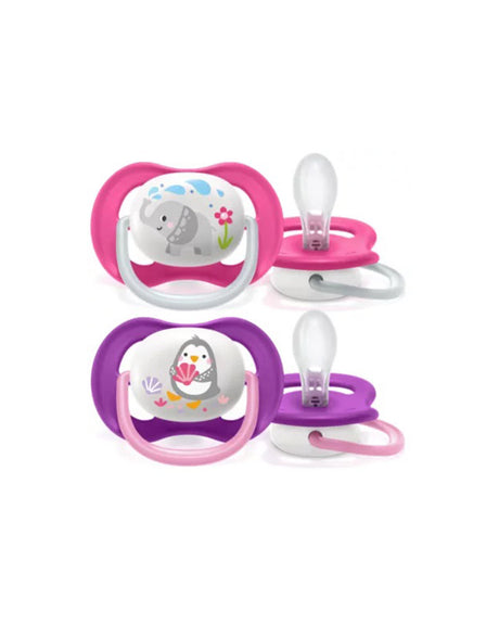 Avent Lot de 2 Sucettes Orthodontiques Ultra Air Animals 6-18m Fille