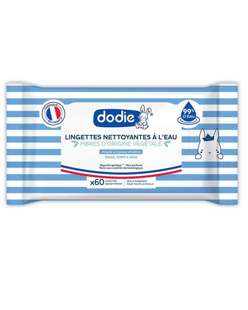 Lingettes Dodie Nettoyantes à l'Eau x50