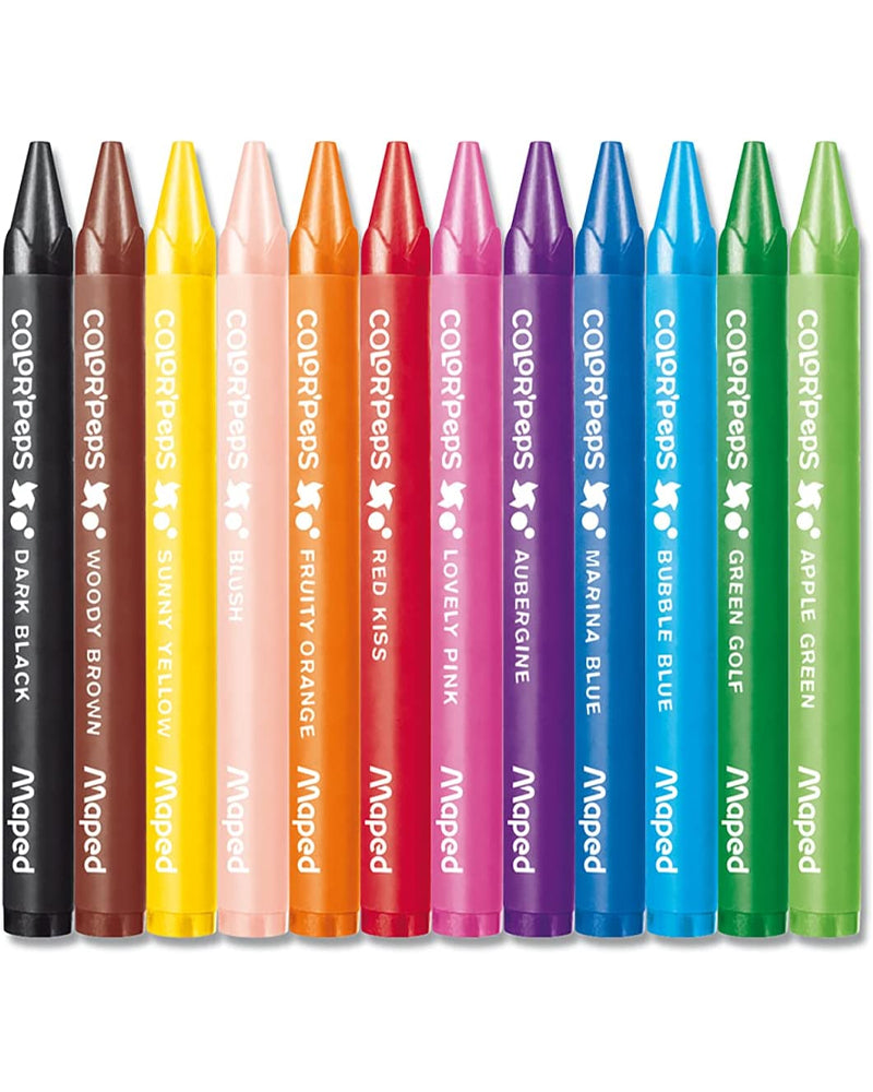 Boîte de 12 Crayons de Couleur en Cire Lavables Giotto Boîte de 12 Crayons de Couleur en Cire Lavables Giotto