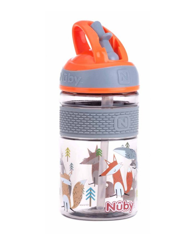 Nûby Botella de agua dura con pajita 2 en 1 de Tritan 360 ml 3 años+ - Naranja