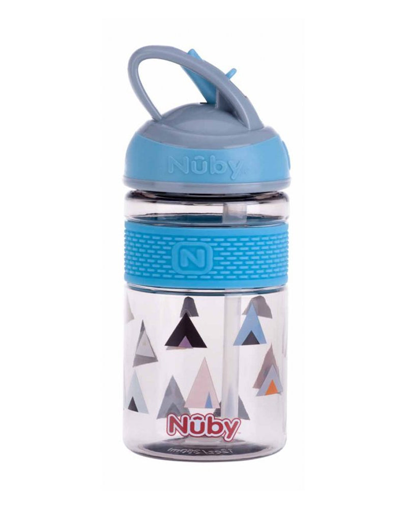 Nûby Botella de agua dura con pajita 2 en 1 de Tritan 360 ml 3 años+ - Azul