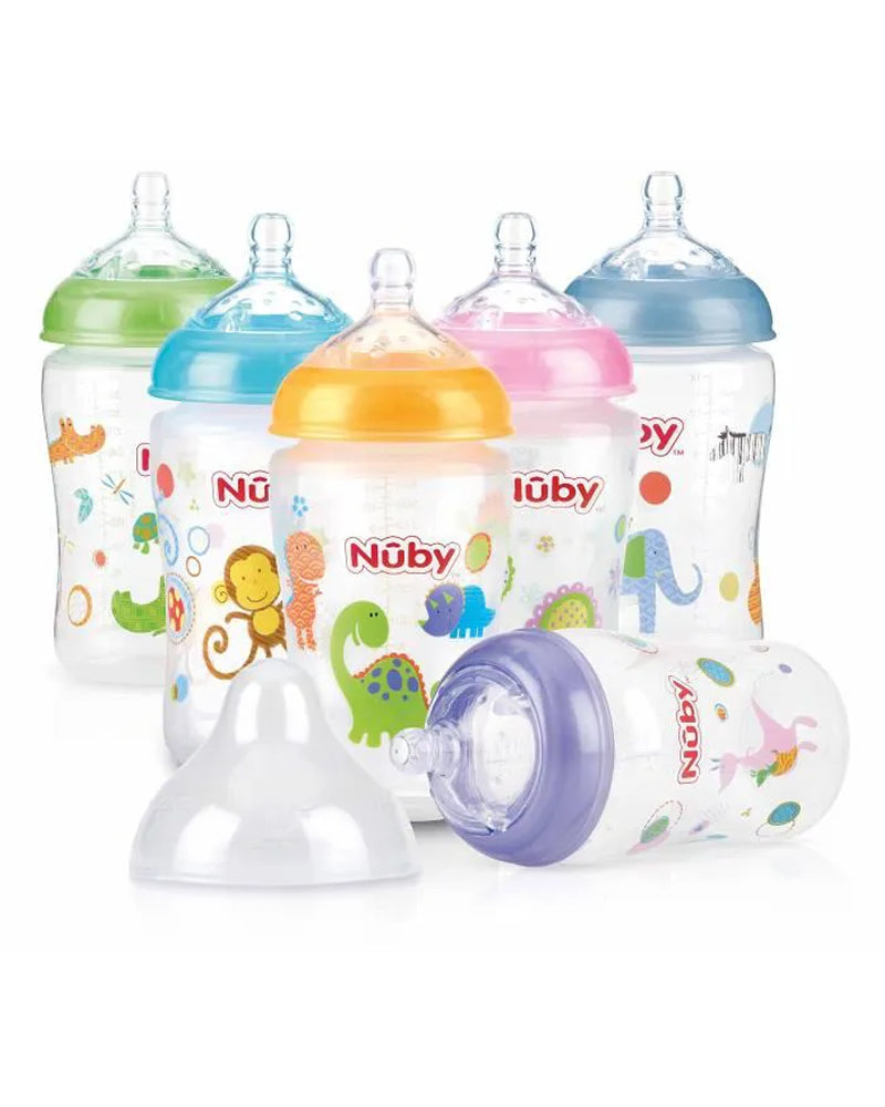 Nûby Wide Neck Baby Bottle with Anti-Colic Nipple 360ml 3m+ - Pink