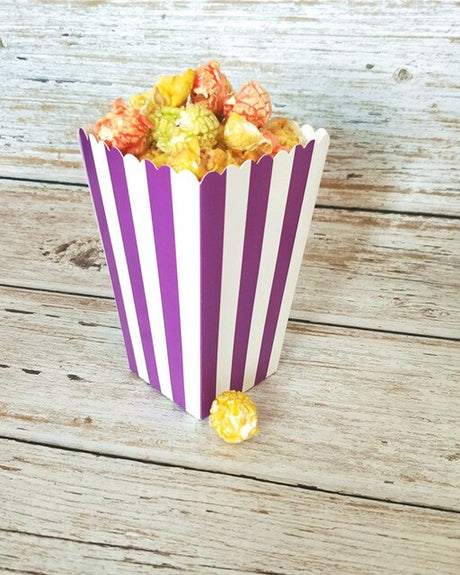 Boîtes à Popcorn en papier rayé - Mauve