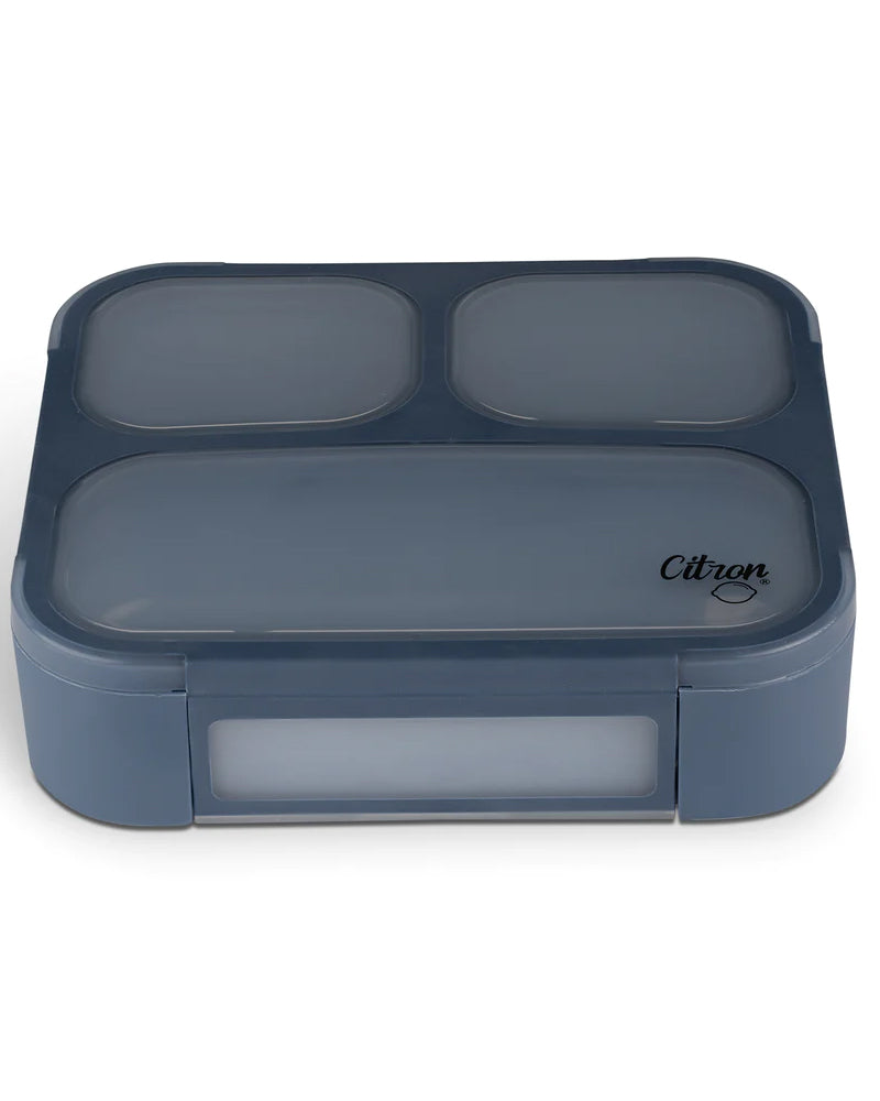 Lemon Bento Lunchbox with Fork and Spoon - Navy Blue