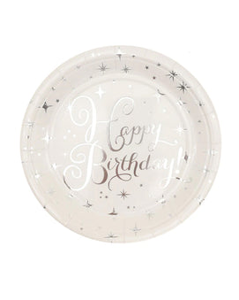 Assiettes Happy Birthday - Argenté