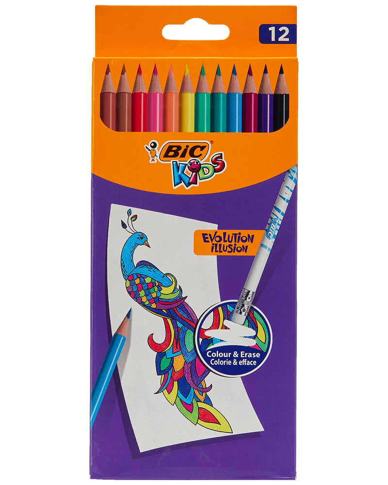 Promo Pochette De 12 Crayons De Couleur Bic Kids Evolution Illusion bo-te-de-12-crayons-de-couleur-effa-ables-evolution-illusion-bic-kids