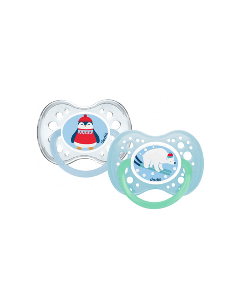 Set of 2 Dodie Anatomical Silicone Pacifiers +18m - Bear /Penguin